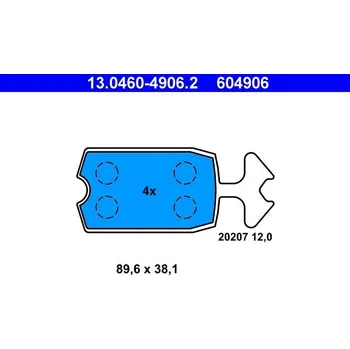 Brzdový systém Sada brzdových destiček, kotoučová brzda ATE 13.0460-4906.2