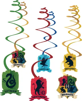 Party dekorace Amscan Závěsné spirály Harry Potter Bradavické koleje 6 ks