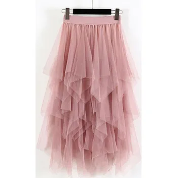 Dámská sukně Dámská romantická tylová sukně s vysokým pasem Barva: Růžová