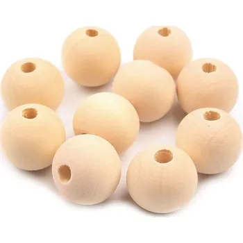 Dětské navlékací korálky Dřevěný korálek Ø18 mm - natural