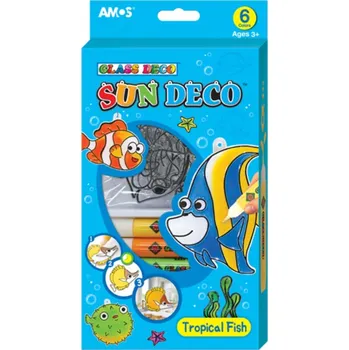 Speciální výtvarná barva Anděl Přerov Barvy na sklo sada 6 barev 10,5 ml + 6 sklíček MOŘSKÉ RYBY