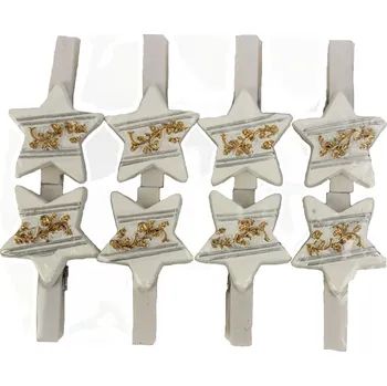 Vánoční dekorace Hvězdičky klip, 8ks X0375