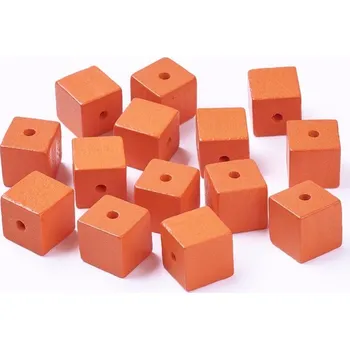 Dětské navlékací korálky Dřevěné korálky kostka č.4 (15x15mm)