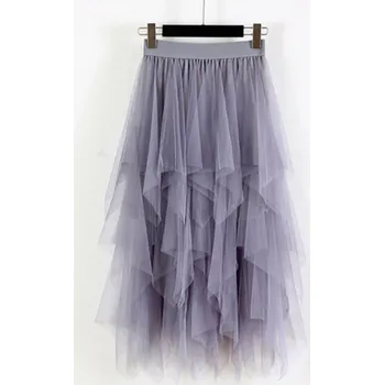 Dámská sukně Dámská romantická tylová sukně s vysokým pasem Barva: Šedá