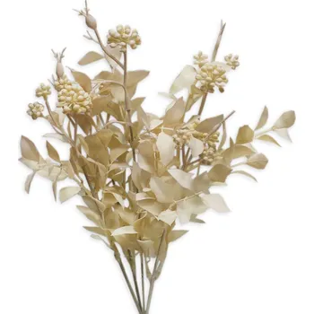 umělá květina Keřík bobulky textil 36cm krém