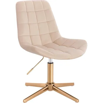 Otočné křeslo Voss velur na zlatém kříži - krémová