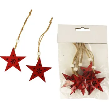 Vánoční dekorace Hvězdičky k zavěšení, 6 ks D1228
