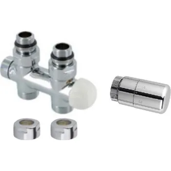 Radiátor Isan připojovací sada ventilů termostatická pro středové připojení, přímá, pravé, chrom