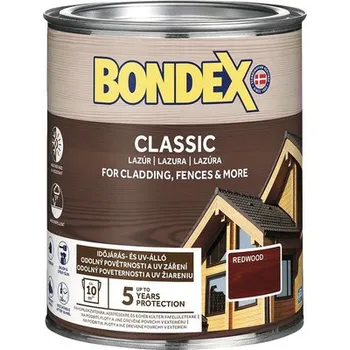 barva a nátěr na dřevo BONDEX CLASSIC - Tenkovrstvá syntetická lazura na dřevo - redwood 0,75 l