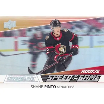 Sběratelská karetní hra insert RC karta SHANE PINTO 21-22 Credentials Speed of the Game Rookie číslo SGR19