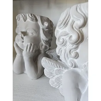 Květináč Šedý antik cementový květináč Anděl - 20*16*20 cm