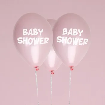 Neviti - Sada 8 různých latexových balonků "baby Shower" v růžové - -