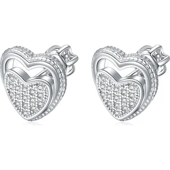 Náušnice NUBIS® Stříbrné šroubovací náušnice srdíčka - NB-3445