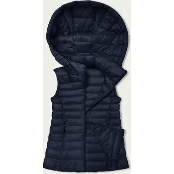 Dámská vesta Tmavě modrá dámská prošívaná vesta s kapucí (16M9139-215) odstíny modré L (40)