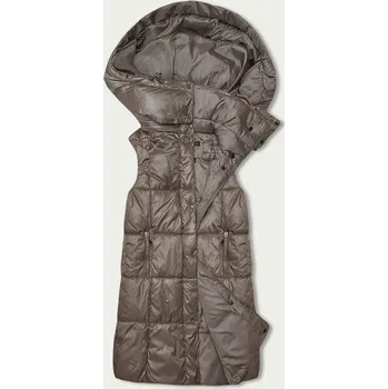 Dámská vesta Jednoduchá dámská vesta v barvě mocca s kapucí (YP-22072-5) odstíny béžové L (40)