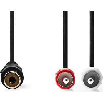 Audio kabel Nedis kabel pro subwoofer, zásuvka CINCH - 2x zástrčka CINCH, 0.2 m, černá (CAGB24020BK02)