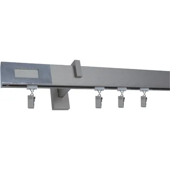 Garnýž Kovovégarnýže.cz Garnýže Square line modern passa broušený nerez Varianta jednořadá nebo dvouřadá: Jednořadá, Délka: 401-500cm, Uchycení látky: jezdec s háčkem