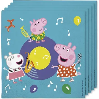 Koktejlová dekorace Funiglobal - 16 ubrousků - Prasátko Peppa (33 x 33 cm) -
