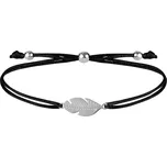 Troli Šňůrkový náramek s peříčkem černá/ocelová + 2 měsíce na vrácení zboží