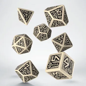 Příslušenství k deskovým hrám Q Workshop Sada 7 kostek Dwarven Dice Set - béžová a černá - SDWA01