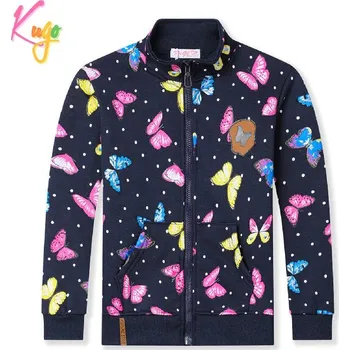 Dívčí mikina Teplá dívčí mikina KUGO GM8662, tmavě modrá (silná mikina pro dívky Kugo s motýly)