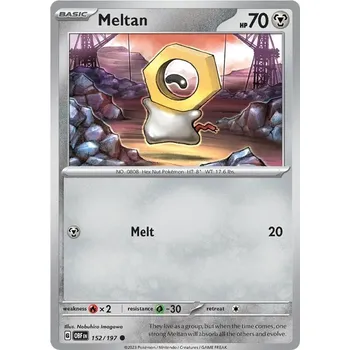 Karetní hra Meltan 152/197 - Obsidian Flames Typ karty: Reverse Holo