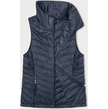 Dámská vesta Tmavě modrá tenká dámská prošívaná vesta se stojáčkem (16M9063-215) odstíny modré S (36)