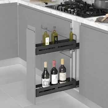 Odpadkový koš Starax Výsuvný koš UNIQUE s výsuvy BLUM a tlumením / Antracit Pravý 150 mm Plno výsuv