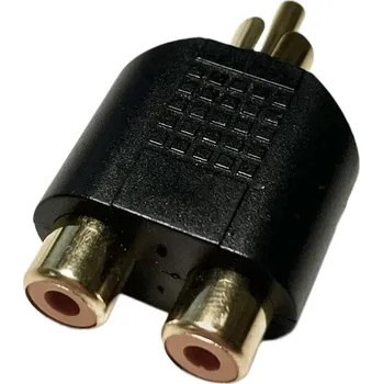 Elektrický konektor Audio adaptér rozdvojka 1x RCA Cinch samec na 2x RCA Cinch samice pozlacený