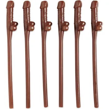 Hnědá brčka - Penis - 6 ks