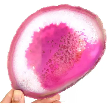 Přírodní kámen Růžový achátový plátek z Brazílie 246g