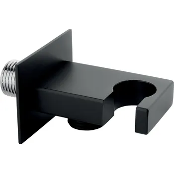 Tyč na sprchový závěs Novaservis kovový držák sprchy s vývodem 1/2" černá D/KVADRO,5