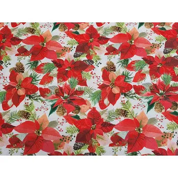 BYTEMA Dekorační látka VÁNOČNÍ HVĚZDA MIX šíře 140 cm