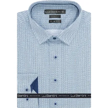 Pánská košile Košile AMJ kolekce Lui Bentini Slim fit modrá s drobným vzorem LDS231 velikost: 42, délka rukávu: dlouhý rukáv