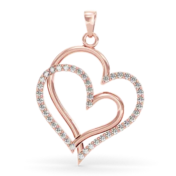 Přívěsek SOLUNA Moderní zlatý přívěsek se zirkony srdce DOPPIO růžové zlato