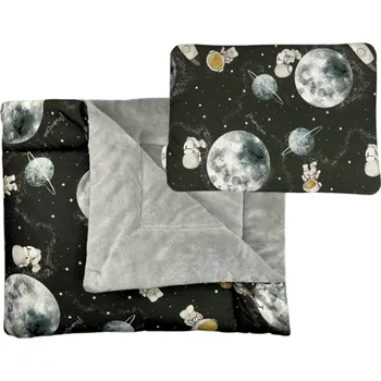 Dětská deka Mimilove Set přikrývky nejen pro miminka s polštářkem Velvet Vesmír