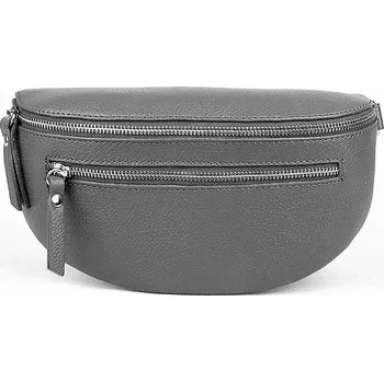 Kabelka Střední/velká dámská tmavěšedá kožená ledvinka Borse in Pelle no. 562