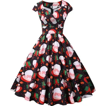 Dámské šaty Vintážní šaty s vánočním vzorem a obálkovým výstřihem Velikost: 3XL, Barva (Varianta): 1520-002