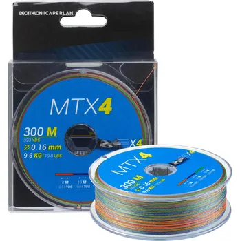 Lano CAPERLAN Pletenka z 4 pramenů na mořský rybolov MTX4 Multicolore 300 m 16/100
