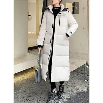 Dámská ležérní zimní dlouhá bunda s kapucí Barva: Bílá, Velikost: L