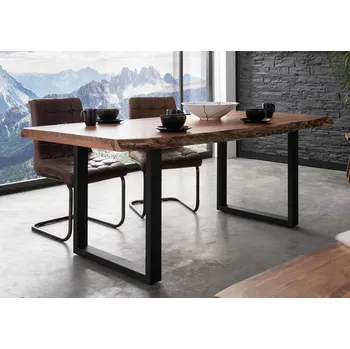 Jídelní stůl Stůl akát 220x100x77 přírodní lak / U-nohy antracit mat METALL 5