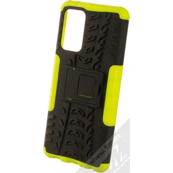 Pouzdro na mobilní telefon 1Mcz Tread Stand odolný ochranný kryt se stojánkem pro Samsung Galaxy A72, Galaxy A72 5G limetkově zelená černá (lime green black)