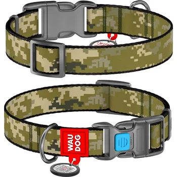 Obojek pro psa WAU DOG Nylonový obojek s QR kódem Military Velikost: XL
