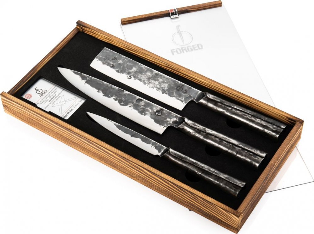 Sada nožů FORGED Brute 3 ks: kuchařský nůž, japonský nůž na zeleninu, univerzální nůž