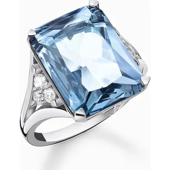 Prsten THOMAS SABO prsten Aquamarine-coloured and white stones TR2339-059-1-58