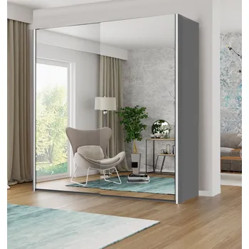 Šatní skříň ARK Šatní skříň BRUNO, Šedá + LED osvětlení 207 cm