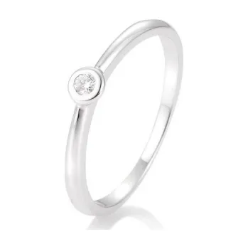 Prsten SOFIA DIAMONDS prsten z bílého zlata s diamantem 0,05 ct BE41/85771-6-W-14K-57