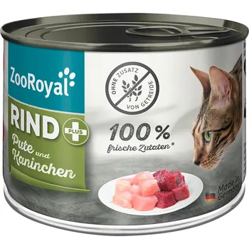 Krmivo pro kočku ZooRoyal hovězí + krůta a králík 12 × 200 g