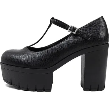 Dámské lodičky Masivní lodičky s pásky přes nárt Barva: Černá, Velikost: 37