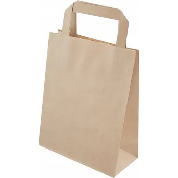 Obalový materiál Papírová EKO taška 180x80x230mm ploché ucho hnědá 100 ks